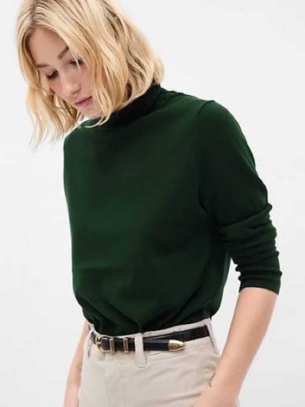 NWOT-GAP Hunter Green 100% Merino Turtleneck Sweater